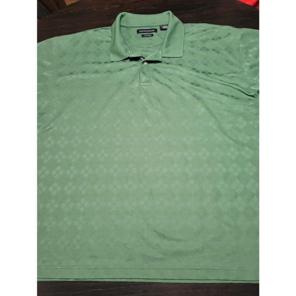 Hathaway Polo Shirt Adult Large Green Preppy Outdoors Cotton Casual Button Mens
